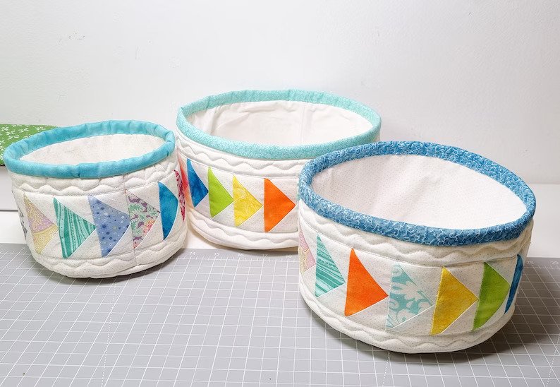 Flying Geese Fabric Baskets sewing pattern