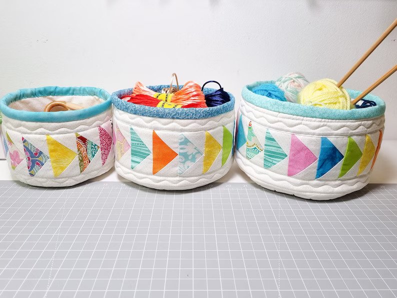 Flying Geese Fabric Baskets sewing pattern