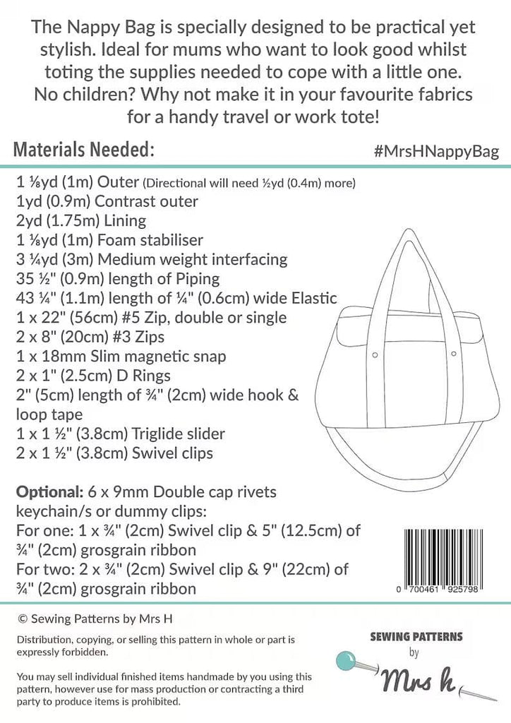 Nappy Bag sewing pattern