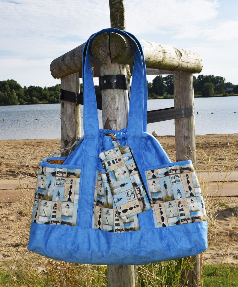 Ora - Large Tote/Beach Bag with Wristlet Wallet sewing pattern