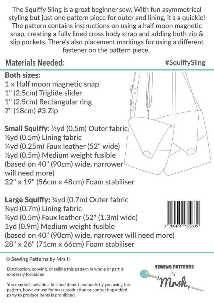 The Squiffy Sling Bag sewing pattern