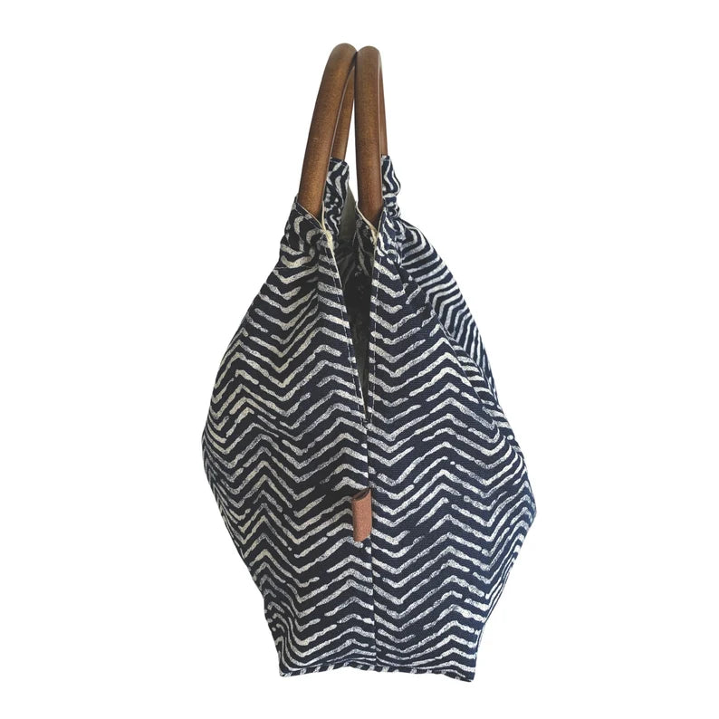 vintage towel purse - (reversible) wood handle turquoise – Meredith Winn  Studio
